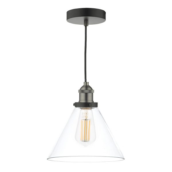 Ray 1 Light Single Pendant Antique Nickel Clear Glass - Image 2