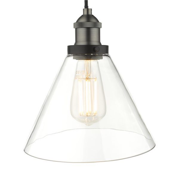 Ray 1 Light Single Pendant Antique Nickel Clear Glass - Image 3