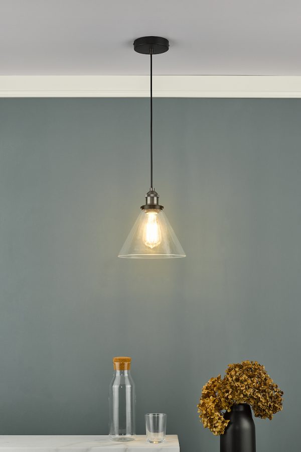Ray 1 Light Single Pendant Antique Nickel Clear Glass - Image 4