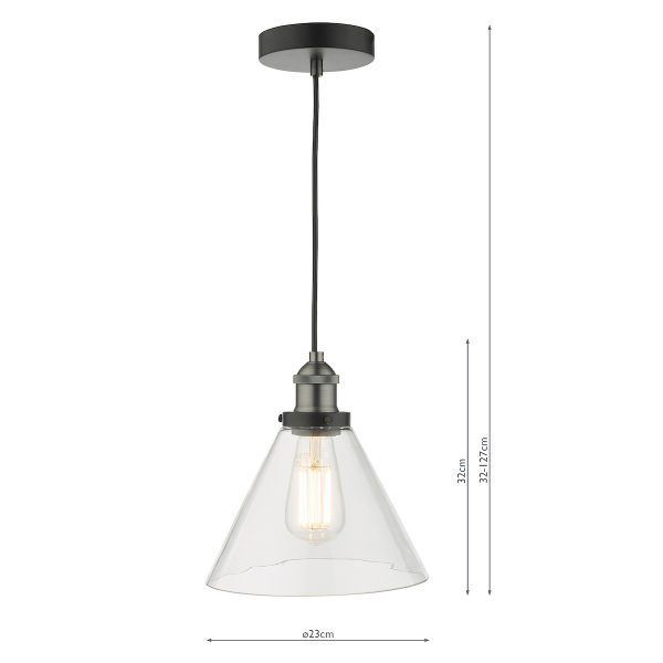 Ray 1 Light Single Pendant Antique Nickel Clear Glass - Image 6