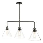 Ray 3 Light Bar Pendant Antique Nickel Clear Glass