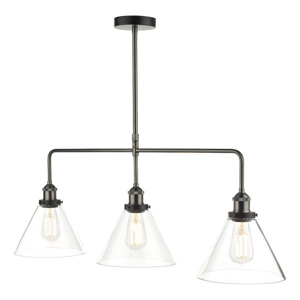 Ray 3 Light Bar Pendant Antique Nickel Clear Glass