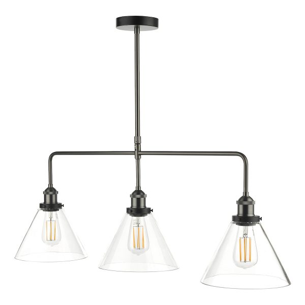 Ray 3 Light Bar Pendant Antique Nickel Clear Glass - Image 2