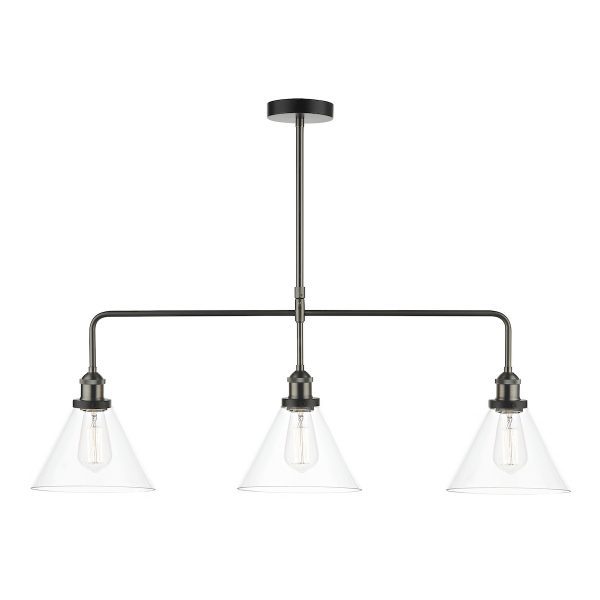 Ray 3 Light Bar Pendant Antique Nickel Clear Glass - Image 3