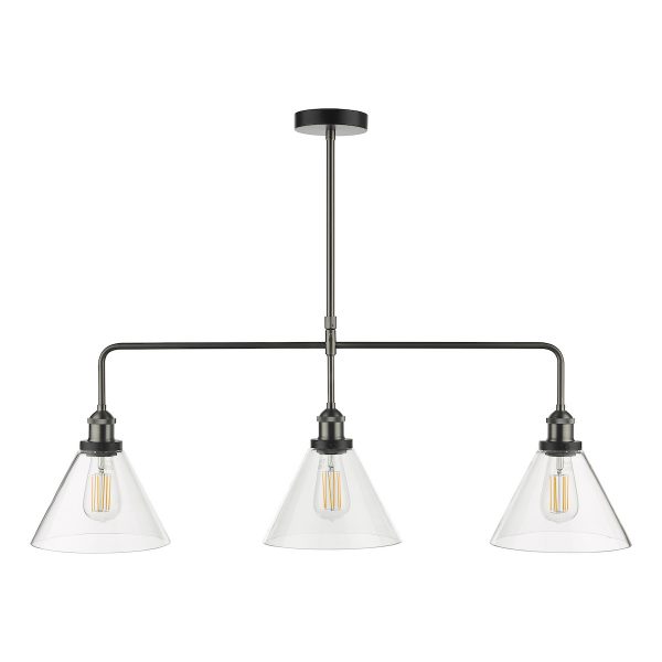 Ray 3 Light Bar Pendant Antique Nickel Clear Glass - Image 4