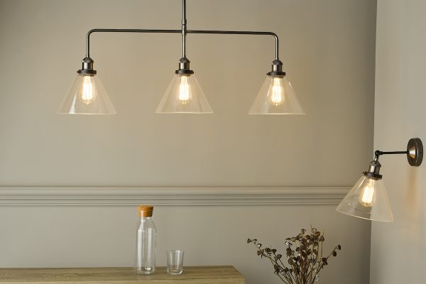 Ray 3 Light Bar Pendant Antique Nickel Clear Glass - Image 8