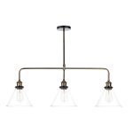 Ray 3 Light Bar Pendant Antique Brass Clear