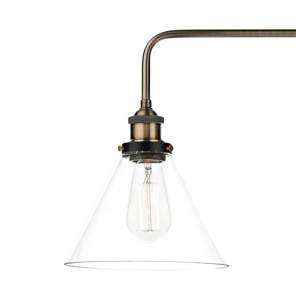 Ray 3 Light Bar Pendant Antique Brass Clear - Image 3