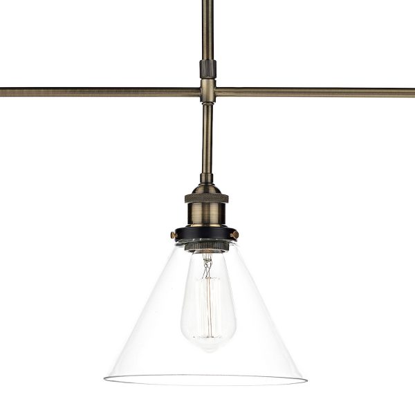 Ray 3 Light Bar Pendant Antique Brass Clear - Image 4