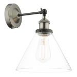 Ray Single Wall Light Antique Nickel Clear Glass
