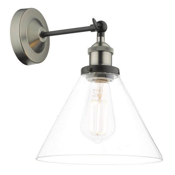 Ray Single Wall Light Antique Nickel Clear Glass