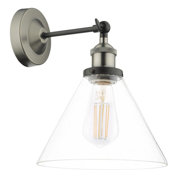 Ray Single Wall Light Antique Nickel Clear Glass - Image 2