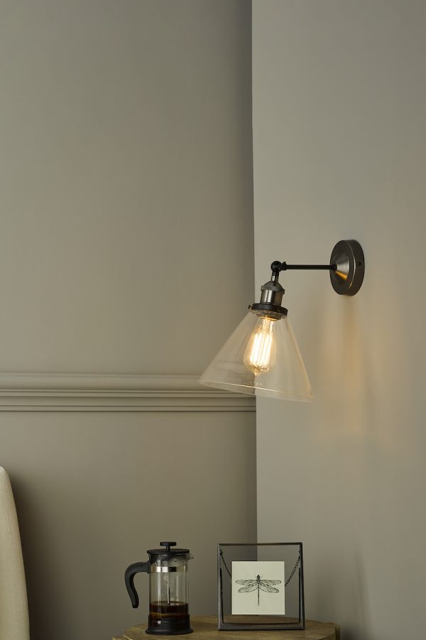 Ray Single Wall Light Antique Nickel Clear Glass - Image 5