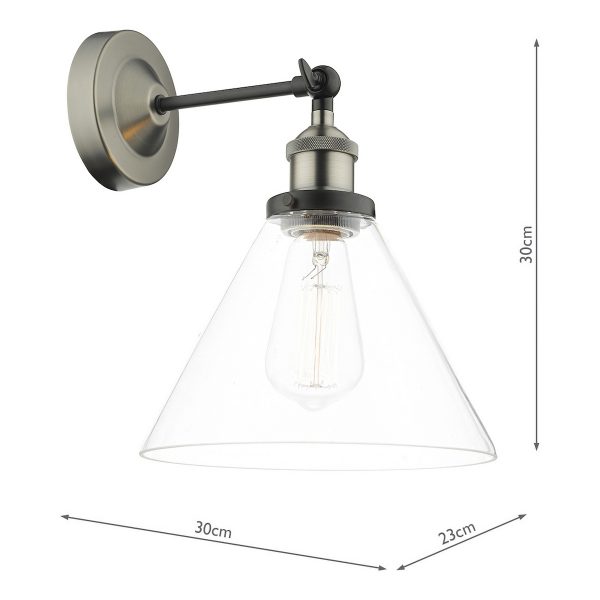 Ray Single Wall Light Antique Nickel Clear Glass - Image 8