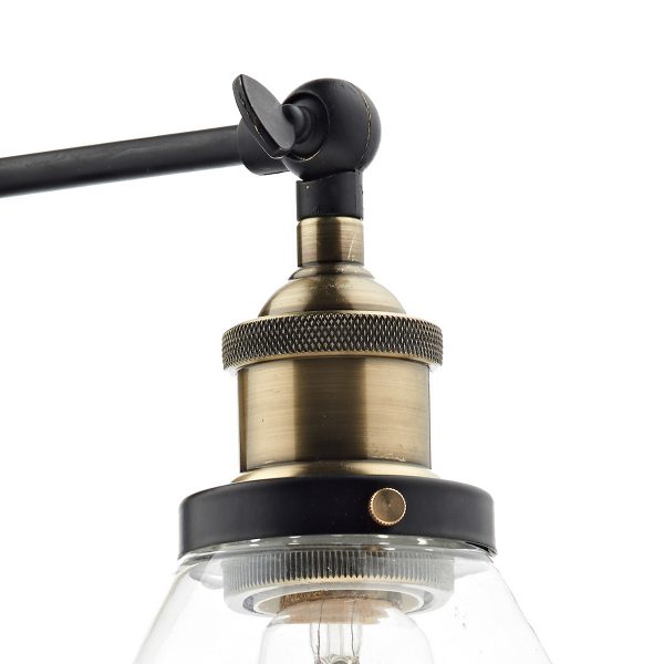 Ray 1 Light Wall Bracket Antique Brass Clear - Image 3