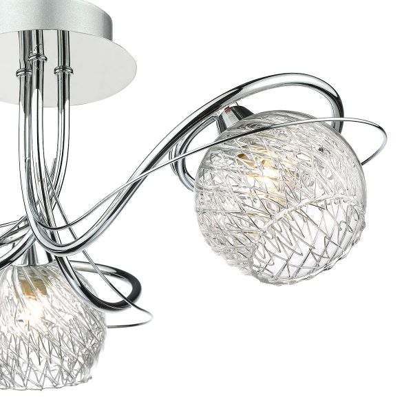 Rehan 3 Light Semi Flush Decorative Glass Polished Chrome Frame - Image 3