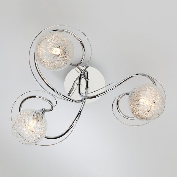 Rehan 3 Light Semi Flush Decorative Glass Polished Chrome Frame - Image 4