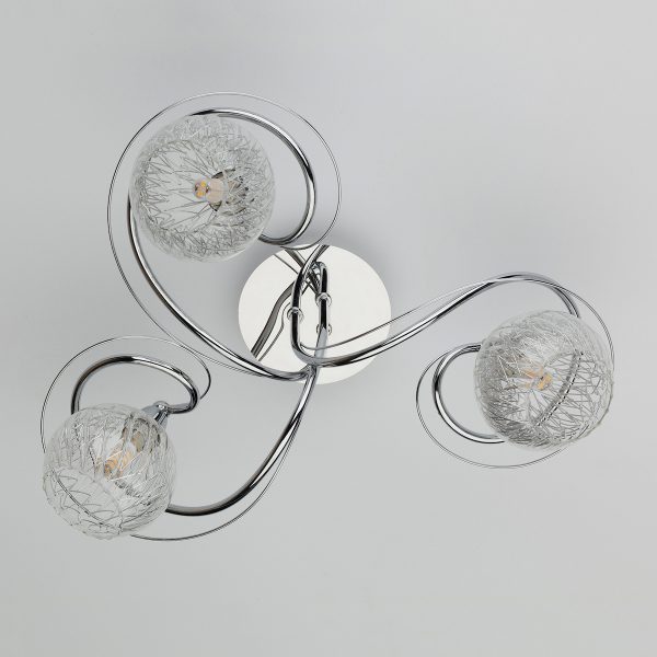 Rehan 3 Light Semi Flush Decorative Glass Polished Chrome Frame - Image 5