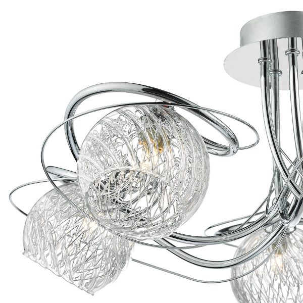 Rehan 5 Light Semi Flush Decorative Glass Polished Chrome Frame - Image 2