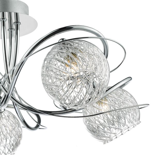 Rehan 5 Light Semi Flush Decorative Glass Polished Chrome Frame - Image 3