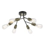 Remy 6 Light Semi Flush Black & Antique Brass