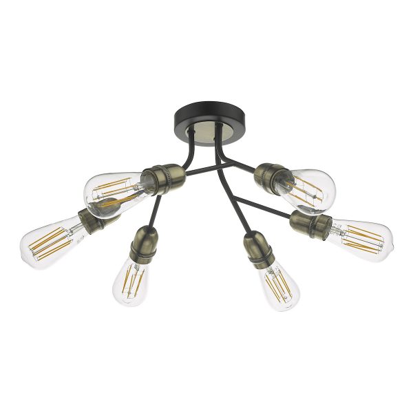 Remy 6 Light Semi Flush Black & Antique Brass - Image 2