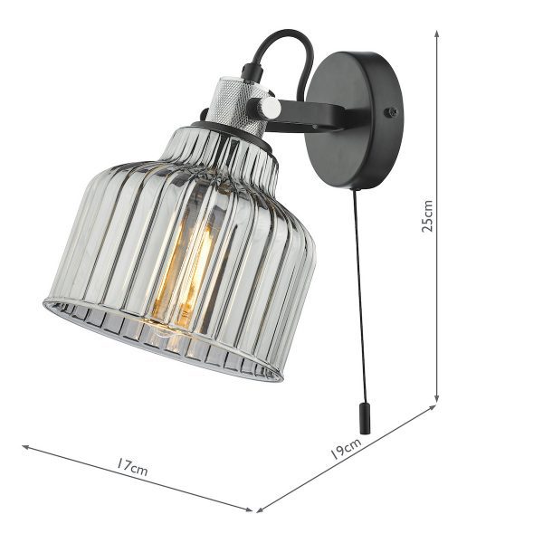 Rhode Wall Light Polished Chrome Smoked Glass - Image 6