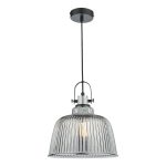 Rhode Single Large Pendant Polished Chrome Smoked Glass