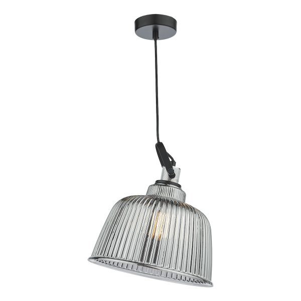 Rhode Single Large Pendant Polished Chrome Smoked Glass - Image 5