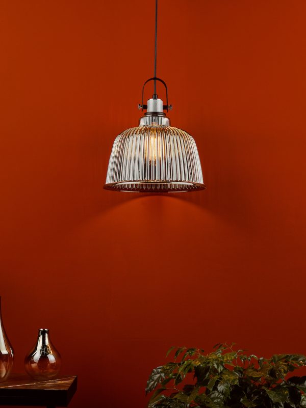 Rhode Single Large Pendant Polished Chrome Smoked Glass - Image 6