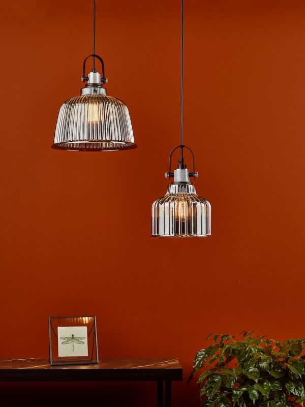 Rhode Single Large Pendant Polished Chrome Smoked Glass - Image 7