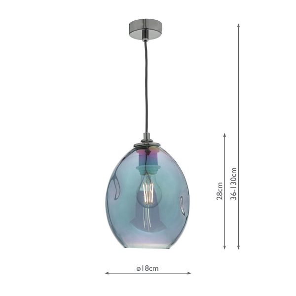 Rogan Pendant Black & Iridised Glass - Image 3