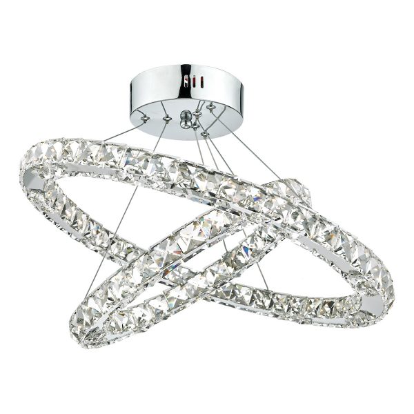 Roma 2 Tier Pendant Polished Chrome Crystal LED - Image 2