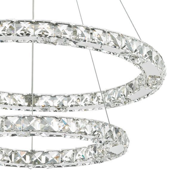 Roma 2 Tier Pendant Polished Chrome Crystal LED - Image 4