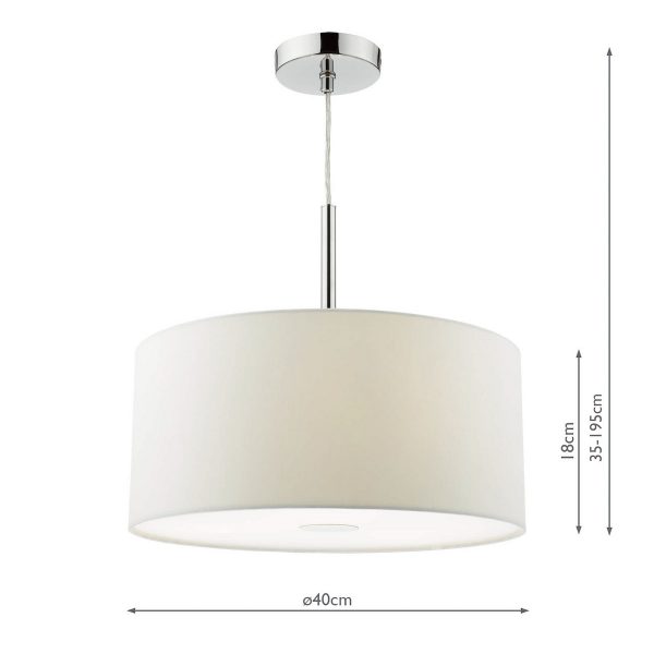 Ronda 3lt Pendant White Faux Silk Shade 40cm - Image 2