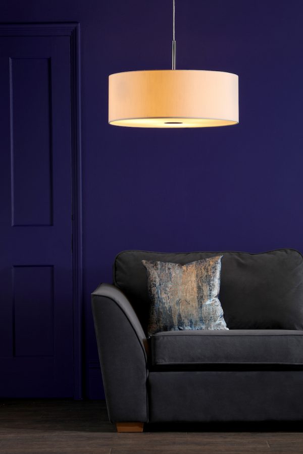 Ronda 3lt Pendant Ecru Faux Silk Shade 60cm - Image 2