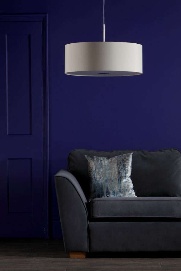 Ronda 3lt Pendant Ecru Faux Silk Shade 60cm - Image 3