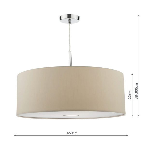 Ronda 3lt Pendant Ecru Faux Silk Shade 60cm - Image 4