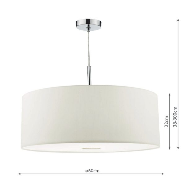 Ronda 3 Light Pendant White Faux Silk Shade 60cm - Image 2