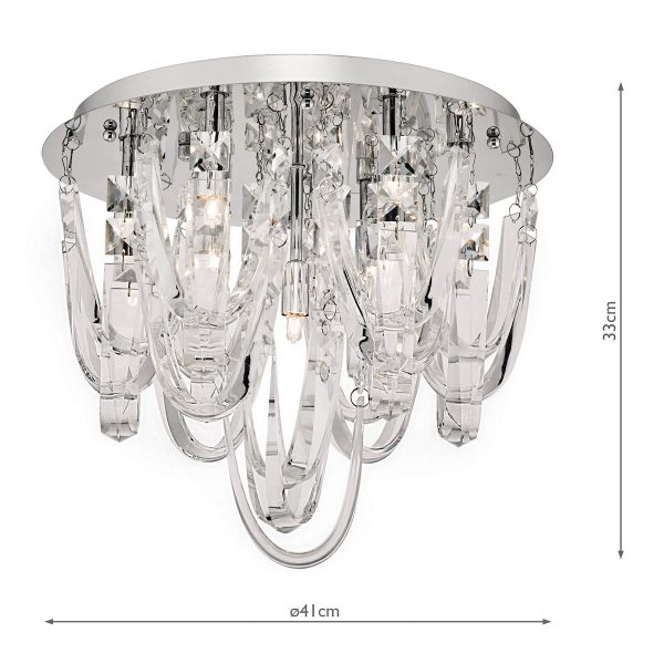 Roxanne Small 7 Light Flush Polished Chrome Crystal - Image 7