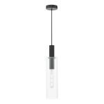 Ruben Pendant Satin Black and Ribbed Glass
