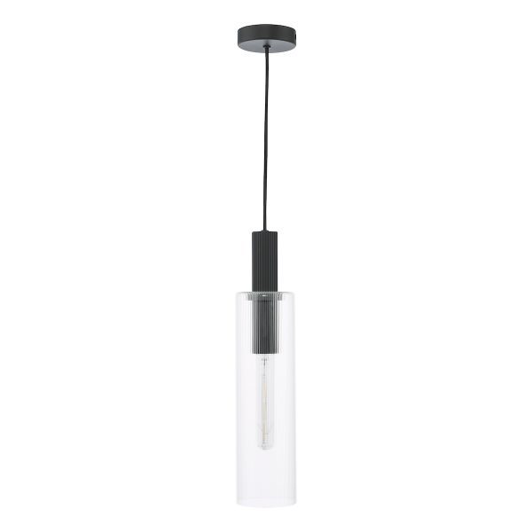 Ruben Pendant Satin Black and Ribbed Glass - Image 2