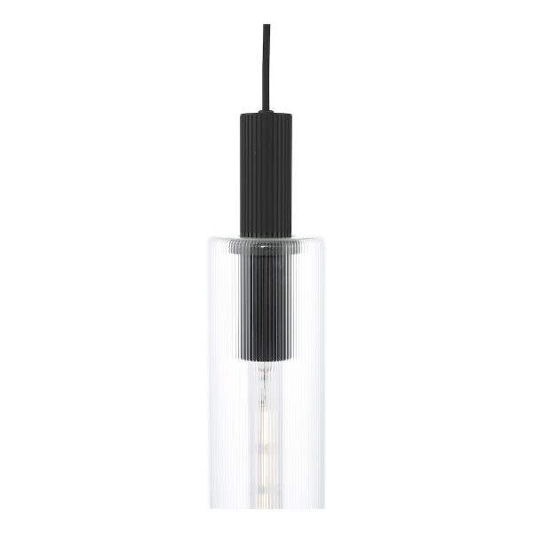 Ruben Pendant Satin Black and Ribbed Glass - Image 5