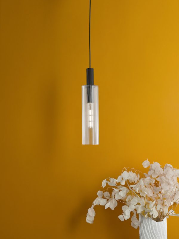 Ruben Pendant Satin Black and Ribbed Glass - Image 6
