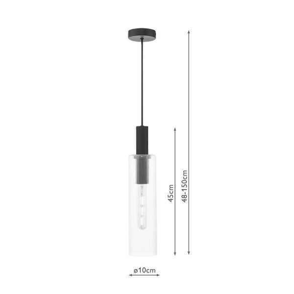 Ruben Pendant Satin Black and Ribbed Glass - Image 10