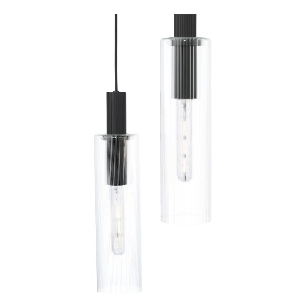 Ruben 6 Light Bar Pendant Satin Black and Ribbed Glass - Image 5