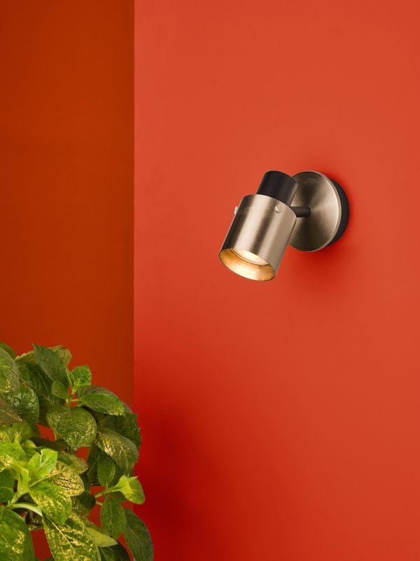 Ryan Single Wall Spotlight Brushed Nickel Matt Black - Image 4