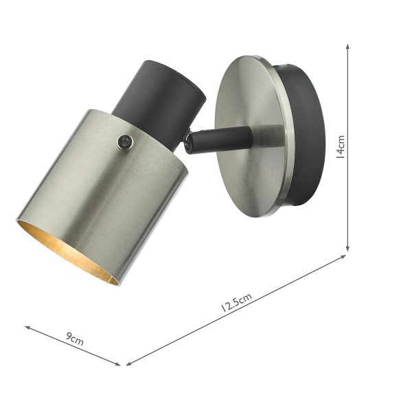 Ryan Single Wall Spotlight Brushed Nickel Matt Black - Image 5