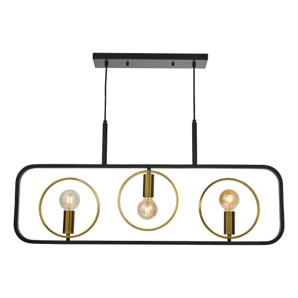 Ryota 3 Light Bar Pendant Satin Black Antique Gold - Image 4