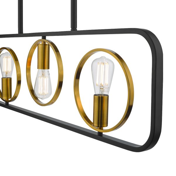 Ryota 3 Light Bar Pendant Satin Black Antique Gold - Image 5